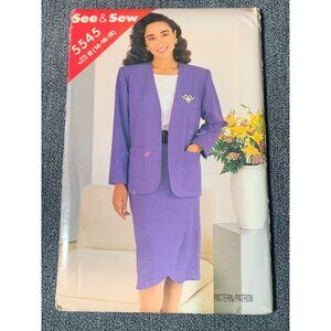 See & Sew 5545 Women's Jacket & Skirt Sewing Pattern Sizes 14-16-18 uncut